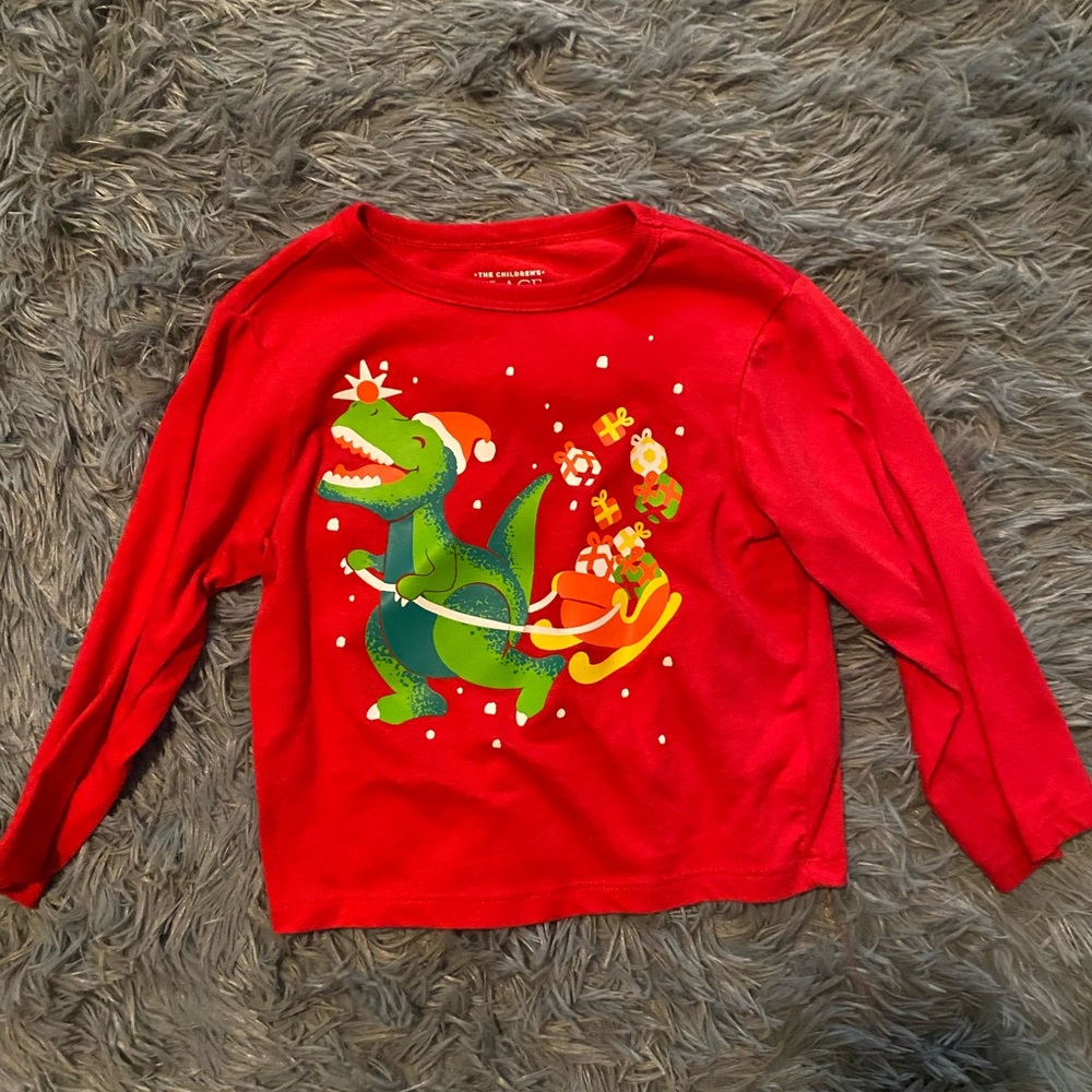 The Children's Place Red Long Sleeve Dinosaur Tee